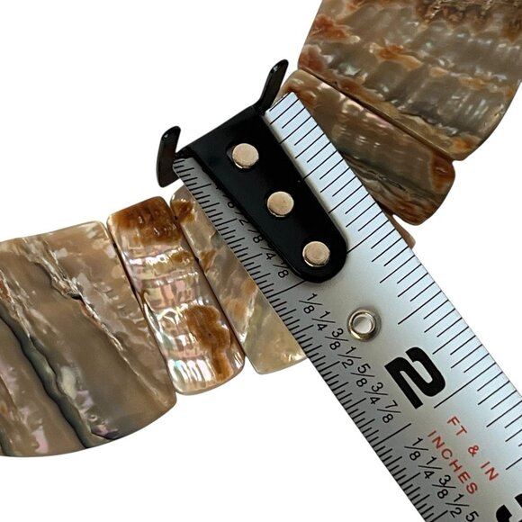 Handmade Mother of Pearl and Abalone Shell Collar Choker Necklace Iridescent - Picture 13 of 13